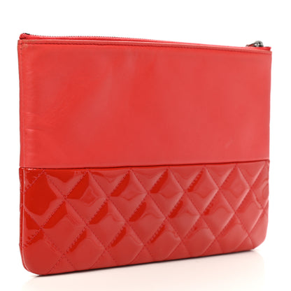 Chanel Calfskin Patent Quilted Medium Cosmetic Case Red 3 of 12