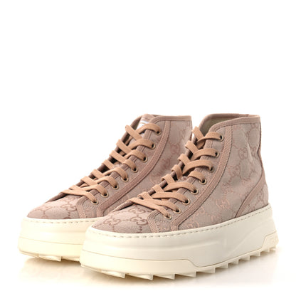 Gucci New Canvas GG Monogram Womens Tennis 1977 High Top 55mm Platform Sneakers 38 Skin Rose Dark Skin Rose 4 of 10