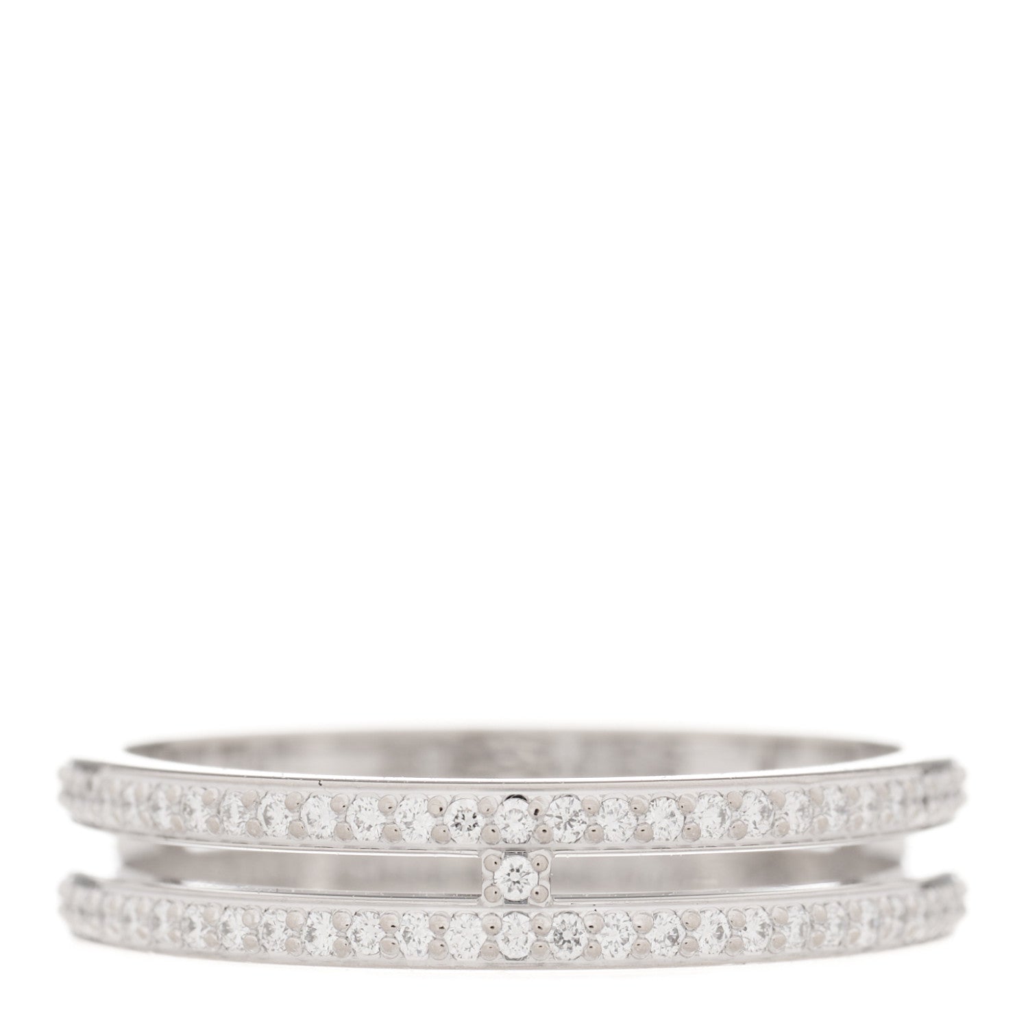 Hermes 18K White Gold Diamond Ariane Wedding Band Ring 49 5 1 of 5