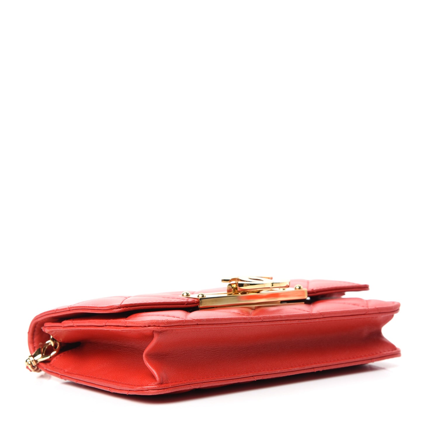 Lambskin Quilted Golden Class Wallet on Chain WOC Red