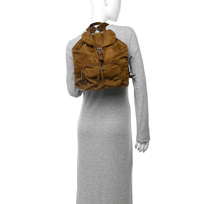 Prada Nylon Vela Medium Cinch Backpack Sughero 2 of 12