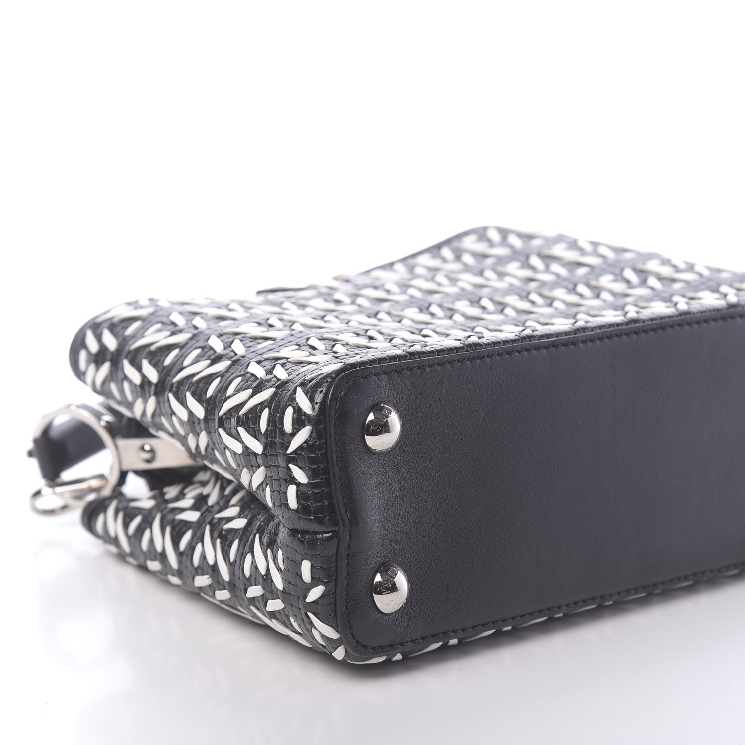 Louis Vuitton Calfskin Plaited Capucines BB Black 7 of 9