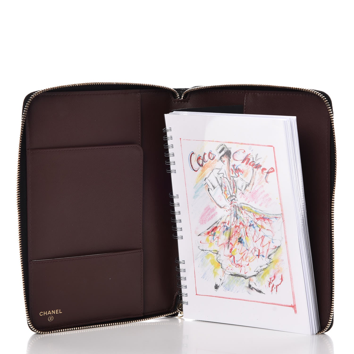 Chanel Caviar Quilted Zip Around Notebook Agenda Cover Black 5 of 8