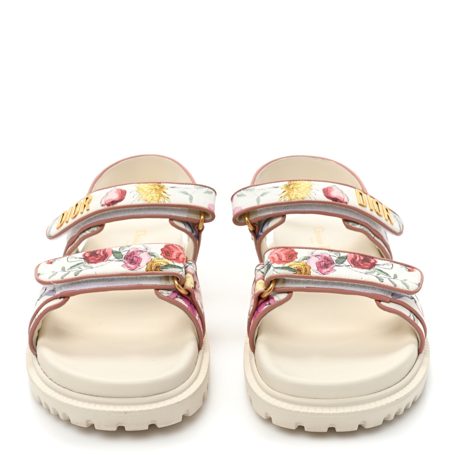 Christian Dior Technical Fabric Petites Fleurs Print Dioract Sandals 40 White Multicolor 2 of 10