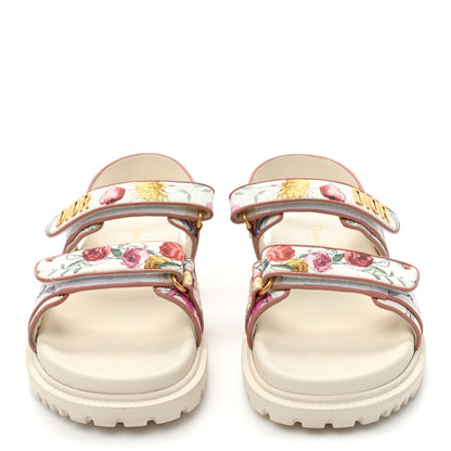 Christian Dior Technical Fabric Petites Fleurs Print Dioract Sandals 40 White Multicolor 2 of 10