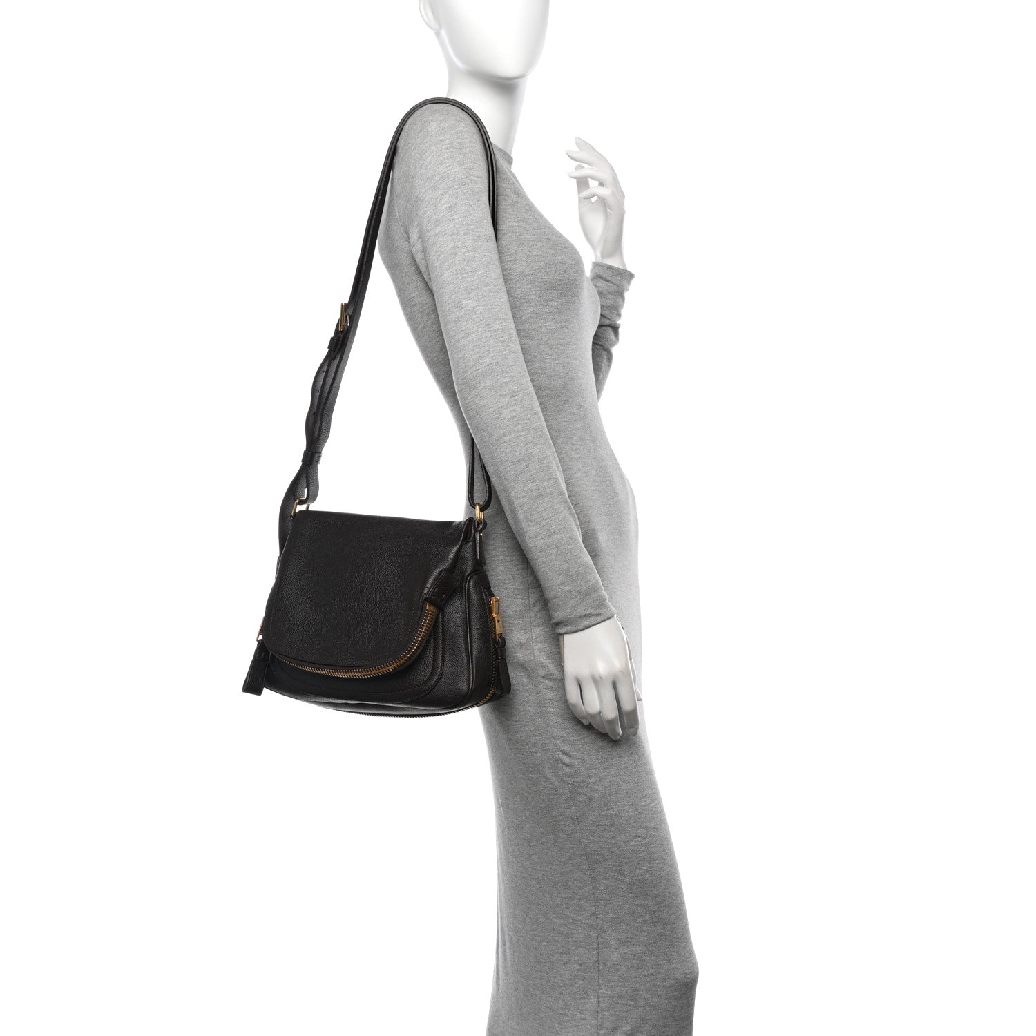 Tom Ford Grained Calfskin Medium Jennifer Crossbody Bag Brown 2 of 11