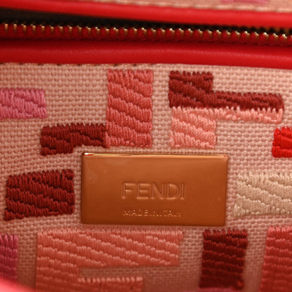 Fendi Vitello Seta Canvas FF Embroidered Mini Peekaboo Iconic Satchel Rosso Cardinale Multicolor 6 of 8