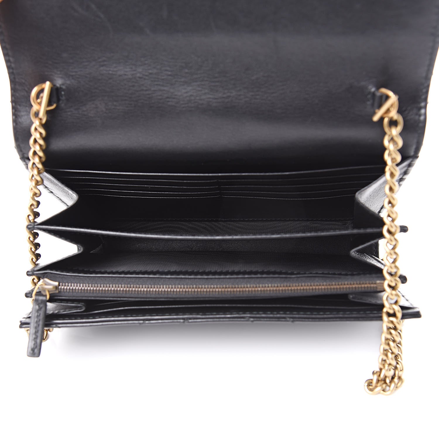 Gucci Calfskin Matelasse GG Marmont Chain Wallet Black 5 of 11