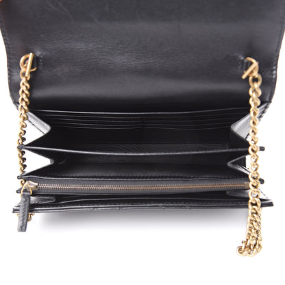 Gucci Calfskin Matelasse GG Marmont Chain Wallet Black 5 of 11