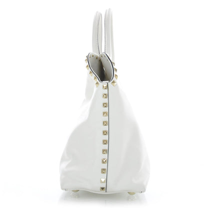 Valentino Garavani Leather Rockstud Dome Satchel White 4 of 9