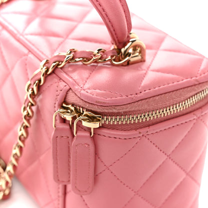 Chanel Lambskin Quilted Small Top Handle Vanity Case With Chain Pink 14 of 14