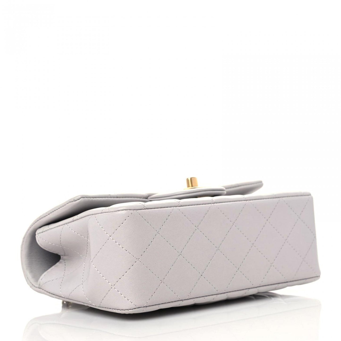Lambskin Quilted Mini Top Handle Rectangular Flap Grey