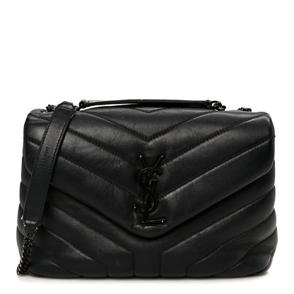 Saint Laurent Calfskin Y Quilted Monogram Monochrome Small Loulou Chain Satchel Black 1 of 14