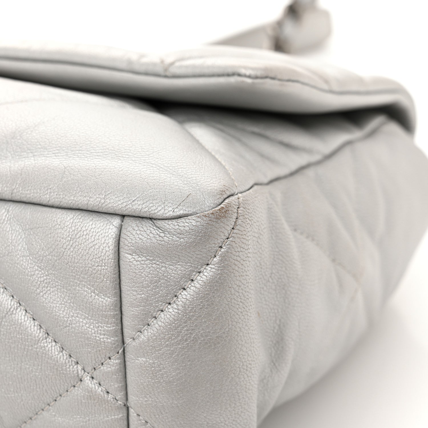 Chanel Metallic Goatskin Quilted Large Chanel 19 Flap Silver 10 of 15