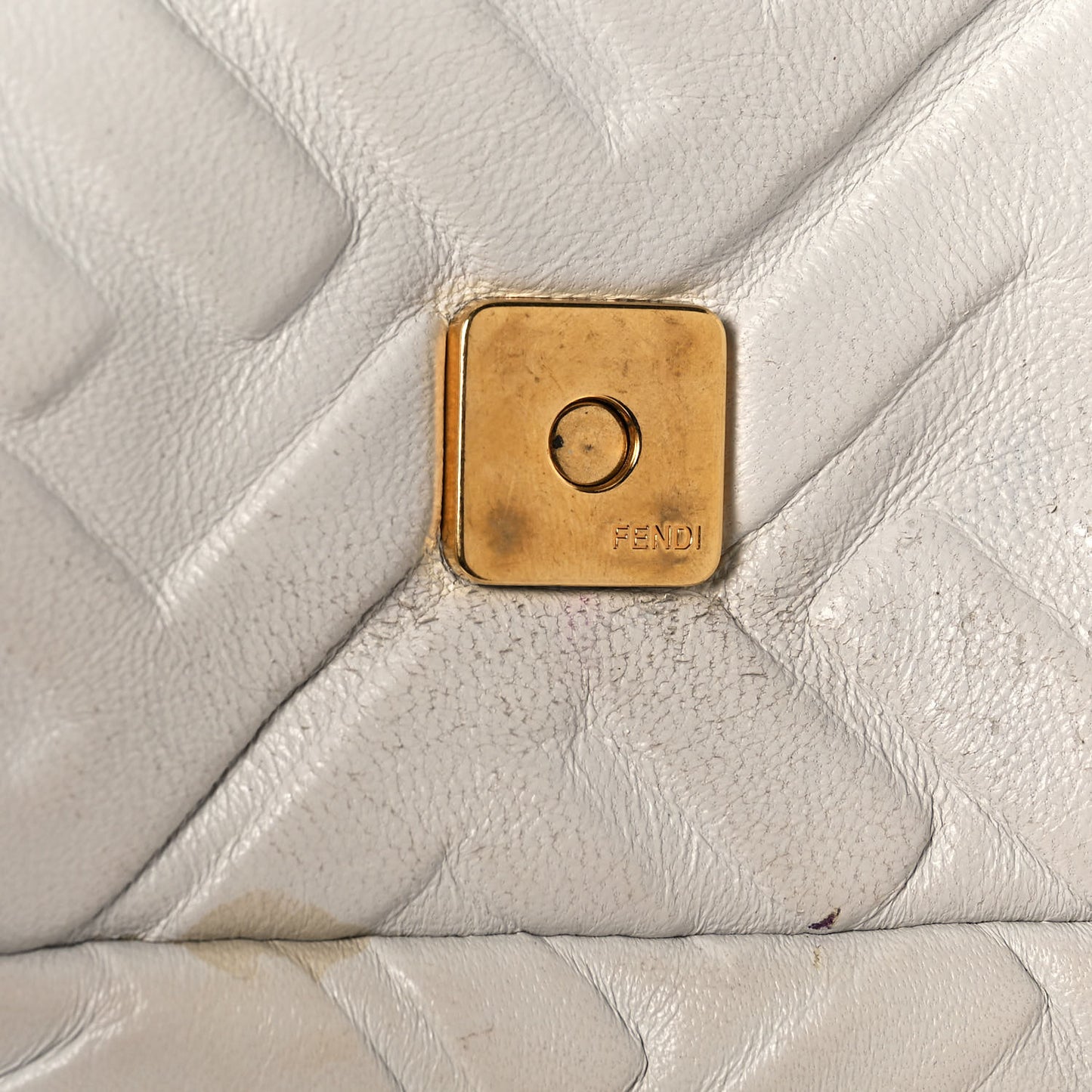 Nappa FF 1974 Embossed Mini Baguette White