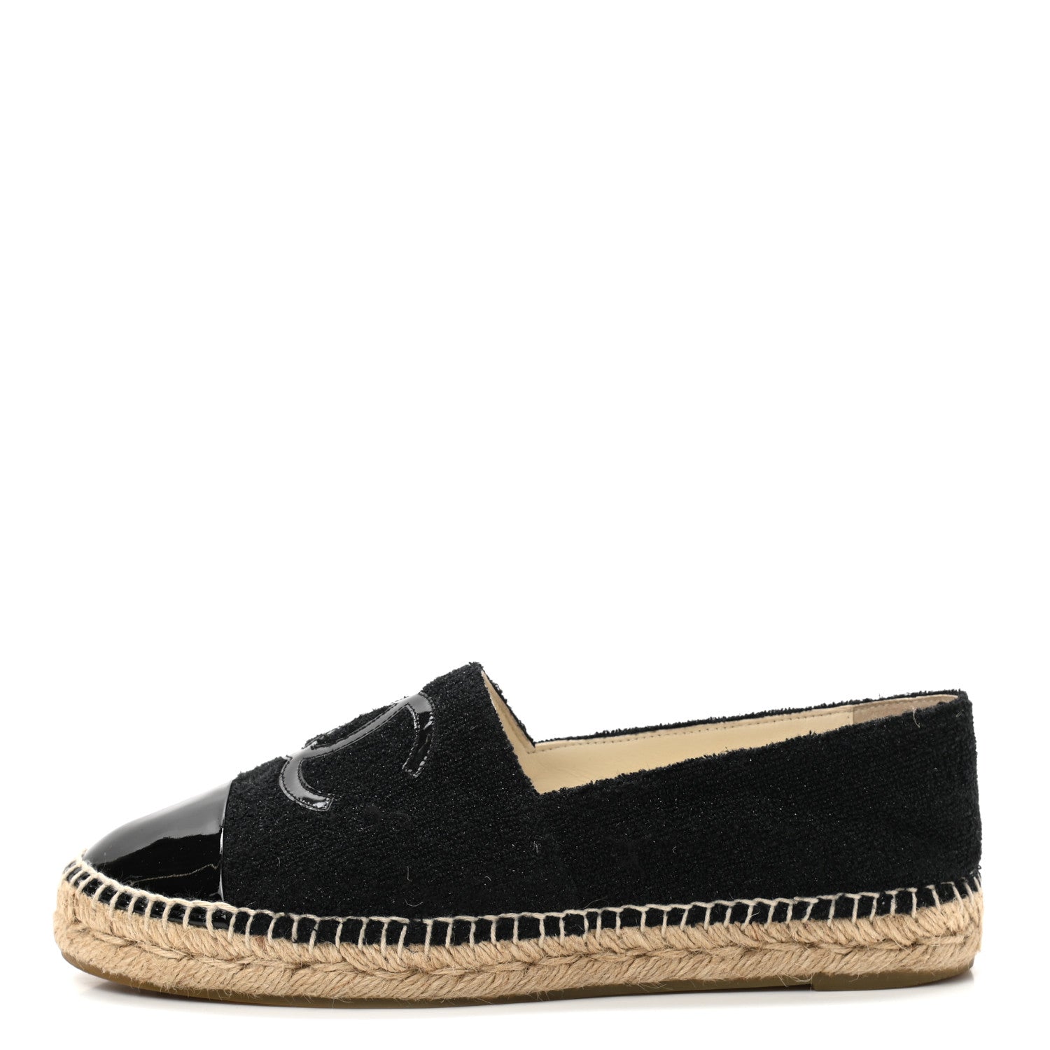 Chanel Fabric Patent Calfskin CC Espadrilles 40 Black 1 of 9