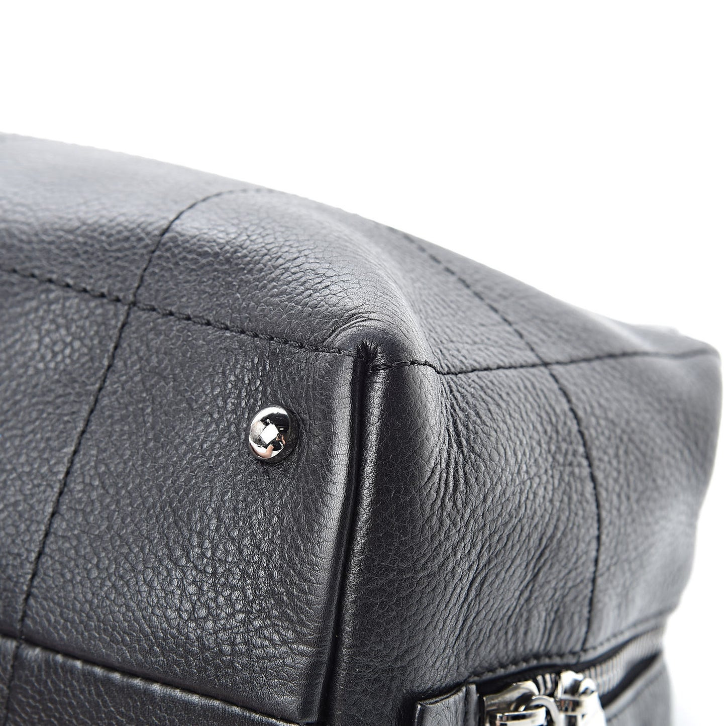 Caviar Square Stitched Medium Tote Black