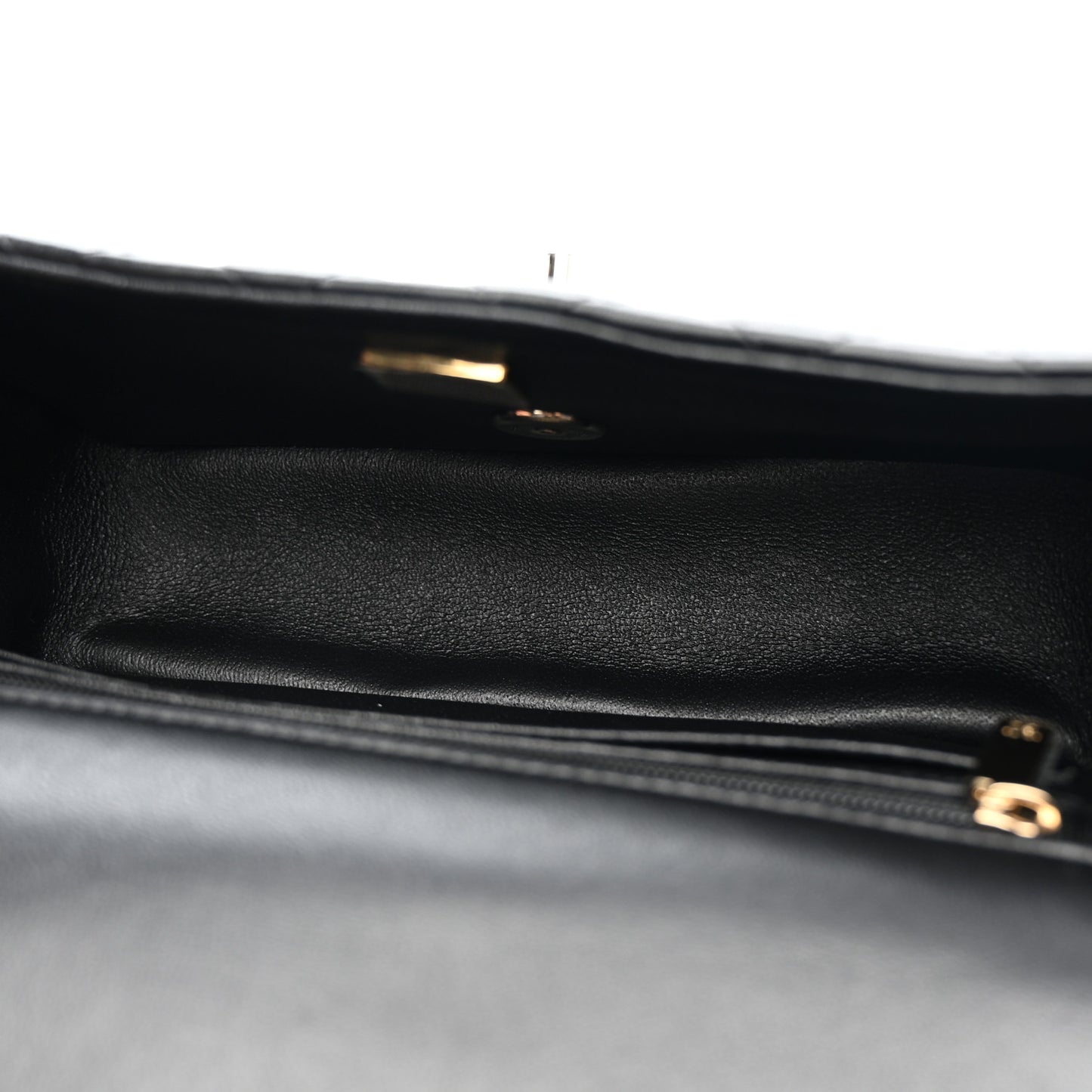 Lambskin Quilted Mini Top Handle Rectangular Flap Black