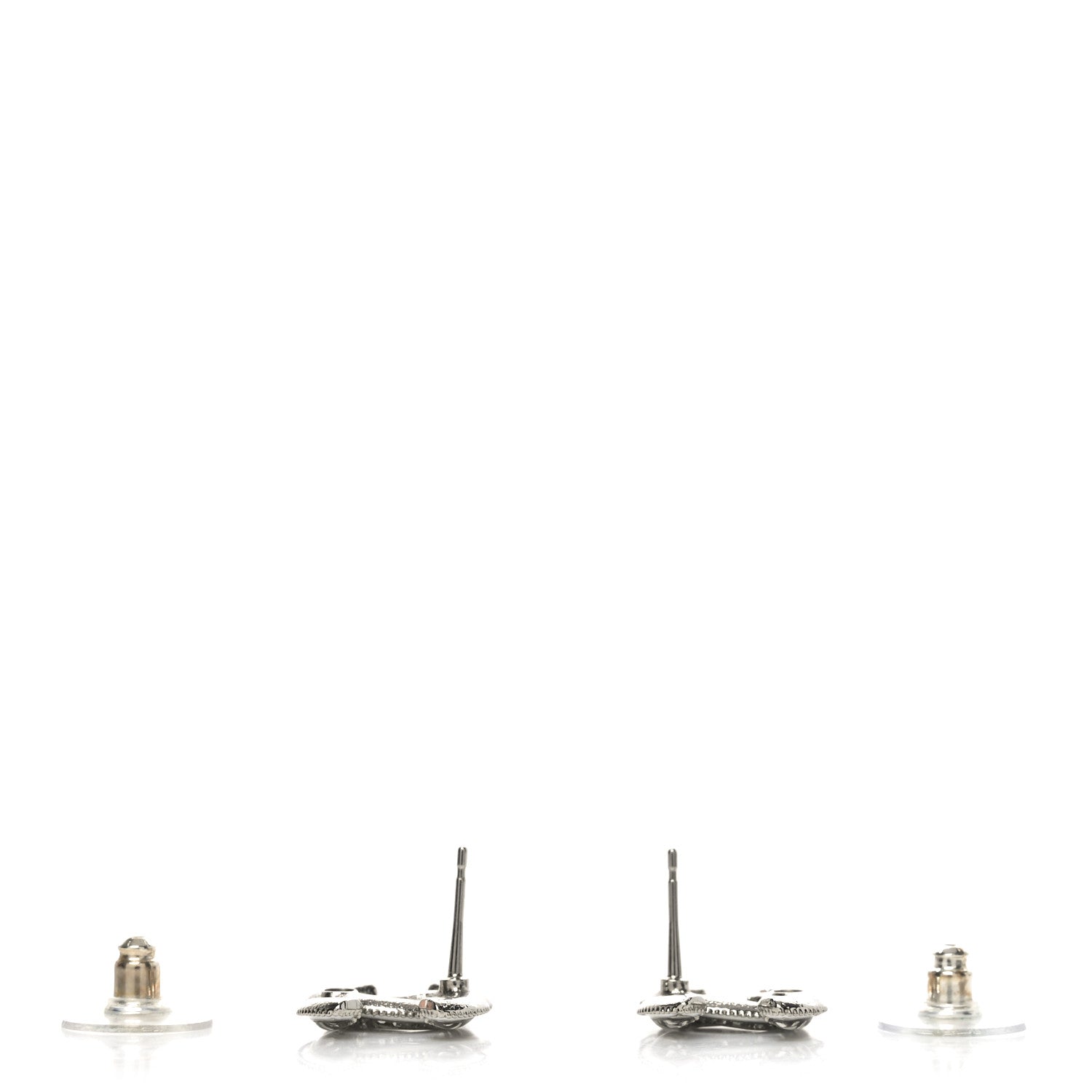 Chanel Crystal Resin CC Earrings Silver 3 of 5