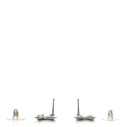 Chanel Crystal Resin CC Earrings Silver 3 of 5