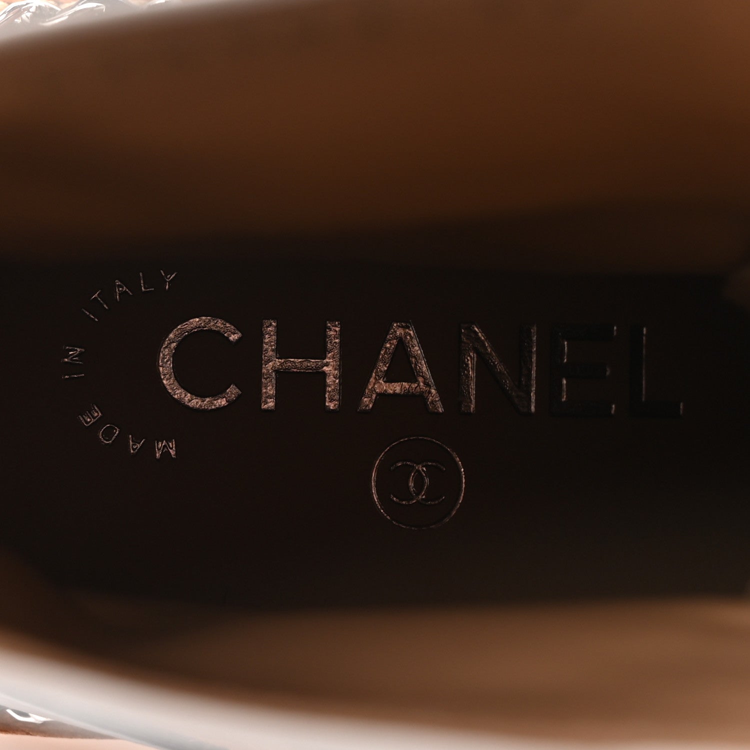 Chanel Patent Suede Lace Up Chain Boots 37 White Light Brown Black 8 of 9