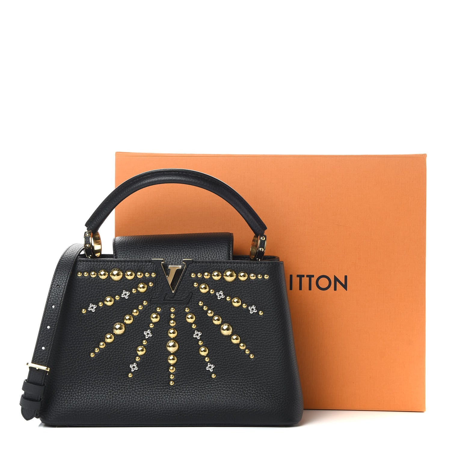 Louis Vuitton Taurillon Studded Sol Capucines PM Black 11 of 11