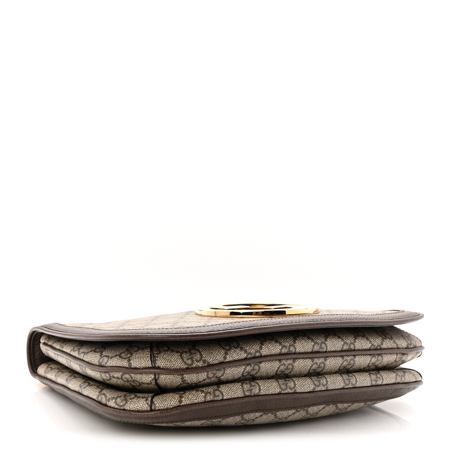 Gucci GG Supreme Monogram Textured Dollar Calfskin Web Medium Blondie Top Handle Shoulder Flap Bag Beige Ebony New Acero 4 of 10