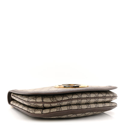 Gucci GG Supreme Monogram Textured Dollar Calfskin Web Medium Blondie Top Handle Shoulder Flap Bag Beige Ebony New Acero 4 of 10