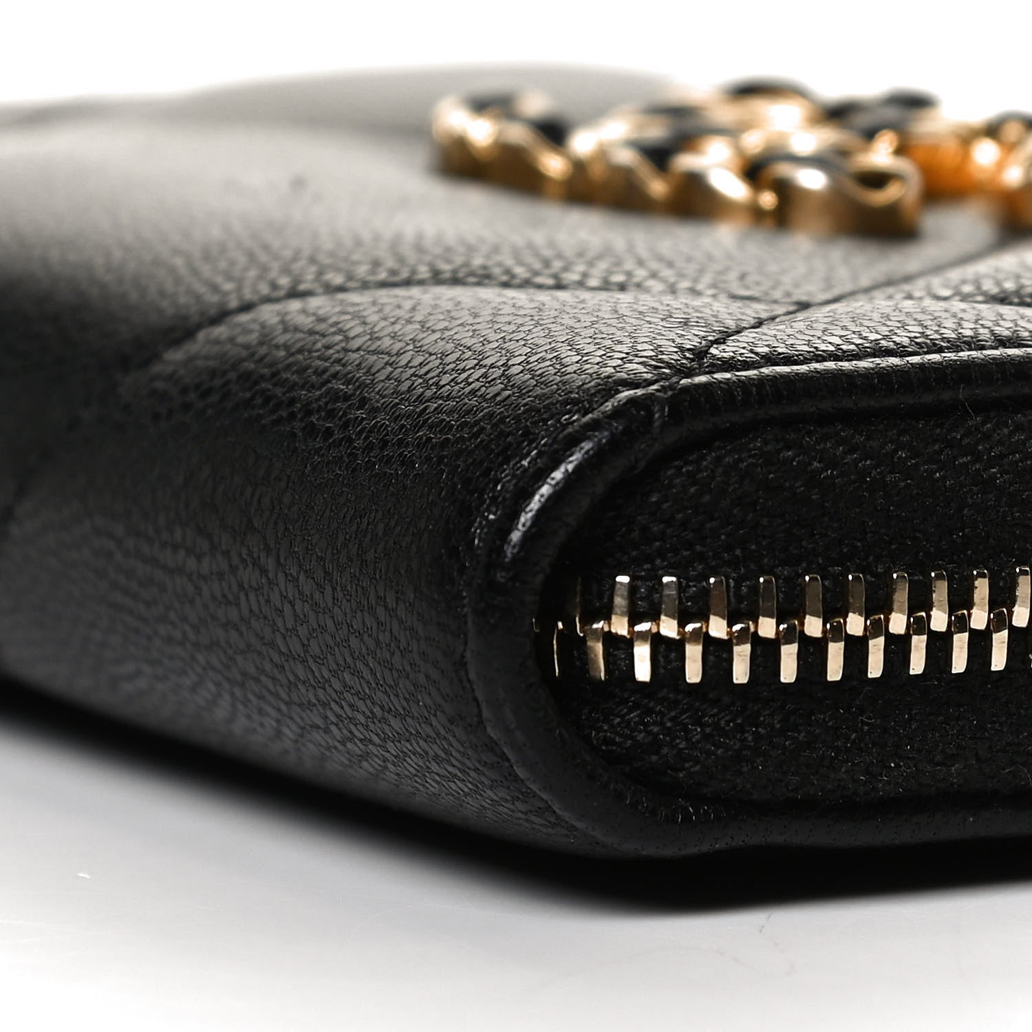 Chanel Shiny Goatskin Quilted Chanel 19 Zip Around Coin Purse Wallet Black 9 of 10