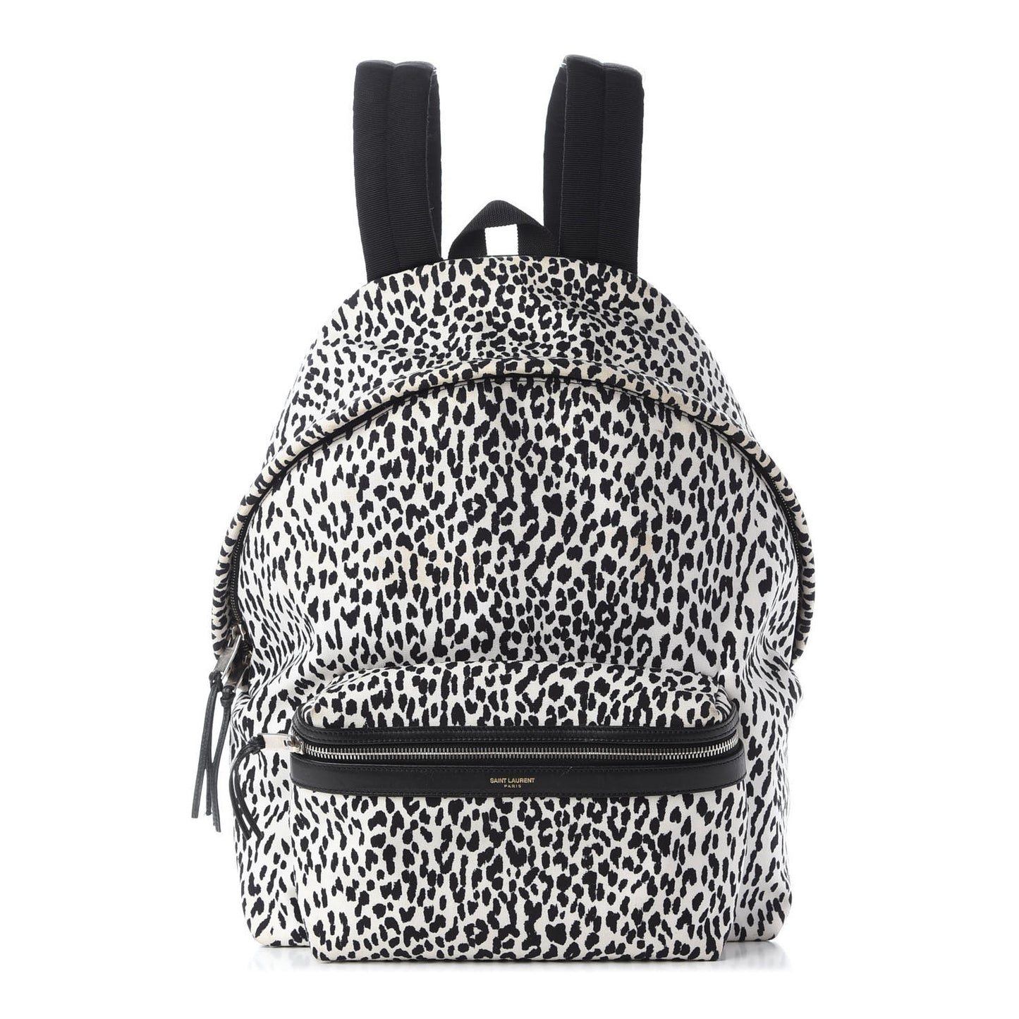 Printed Canvas Leopard Print Hunting Backpack White Black