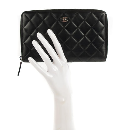 Chanel Lambskin Quilted Large Zip Around Organizer Wallet Black 2 of 8