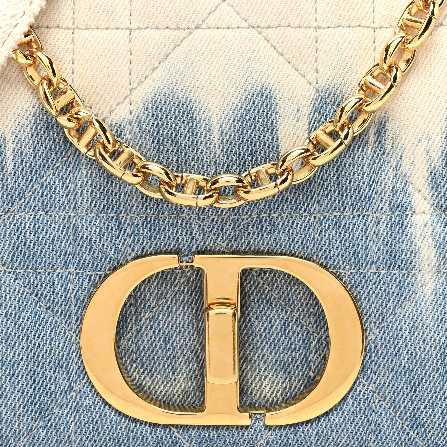 Christian Dior Denim Macrocannage Tie Dye Cannage Small Caro Bag White Blue 7 of 9
