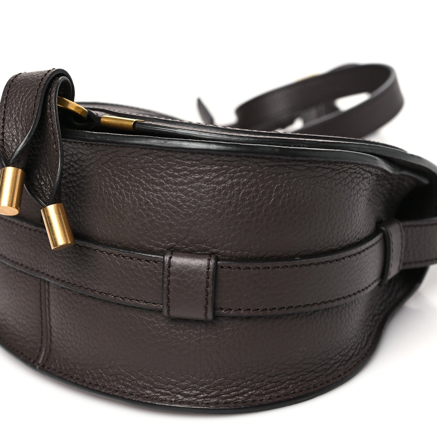 Grained Calfskin Small Marcie Saddle Bag Bold Brown