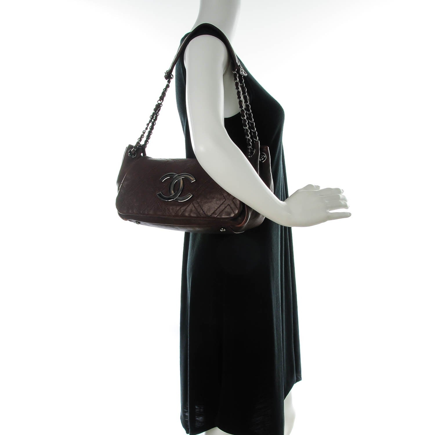 Chanel Calfskin Diamond Stitch Accordion Flap Brown 2 of 7