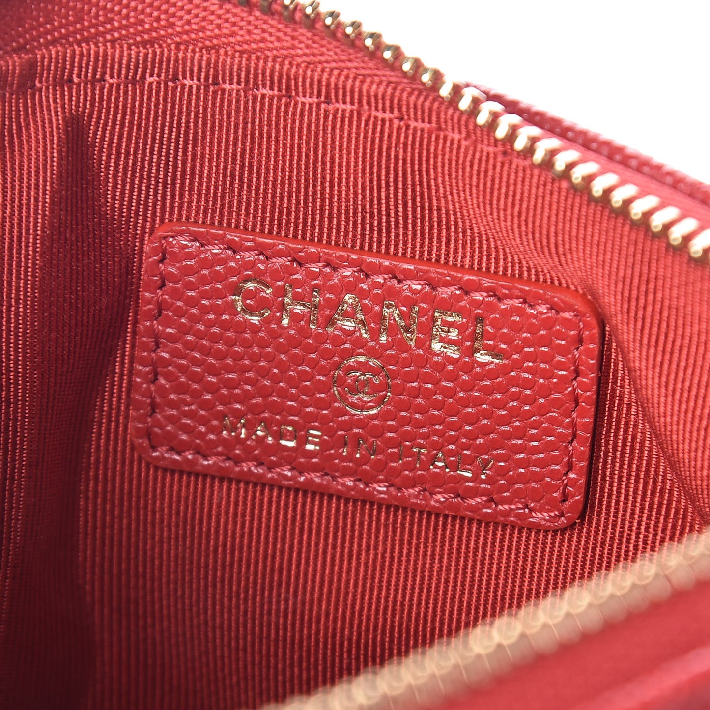 Caviar Quilted Small Cosmetic Case Red