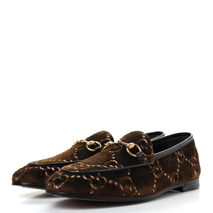Gucci Velvet GG Monogram Horsebit Womens Jordaan Loafers 35.5 Brown Black 3 of 9