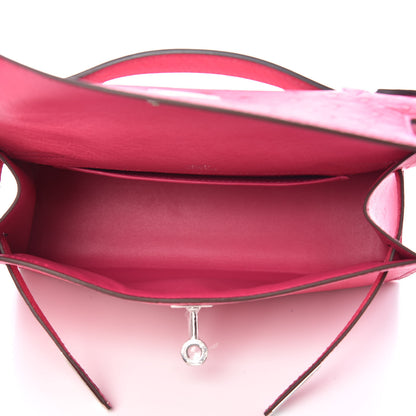 Hermes Ostrich Kelly Pochette Clutch Rose Tyrien 7 of 29