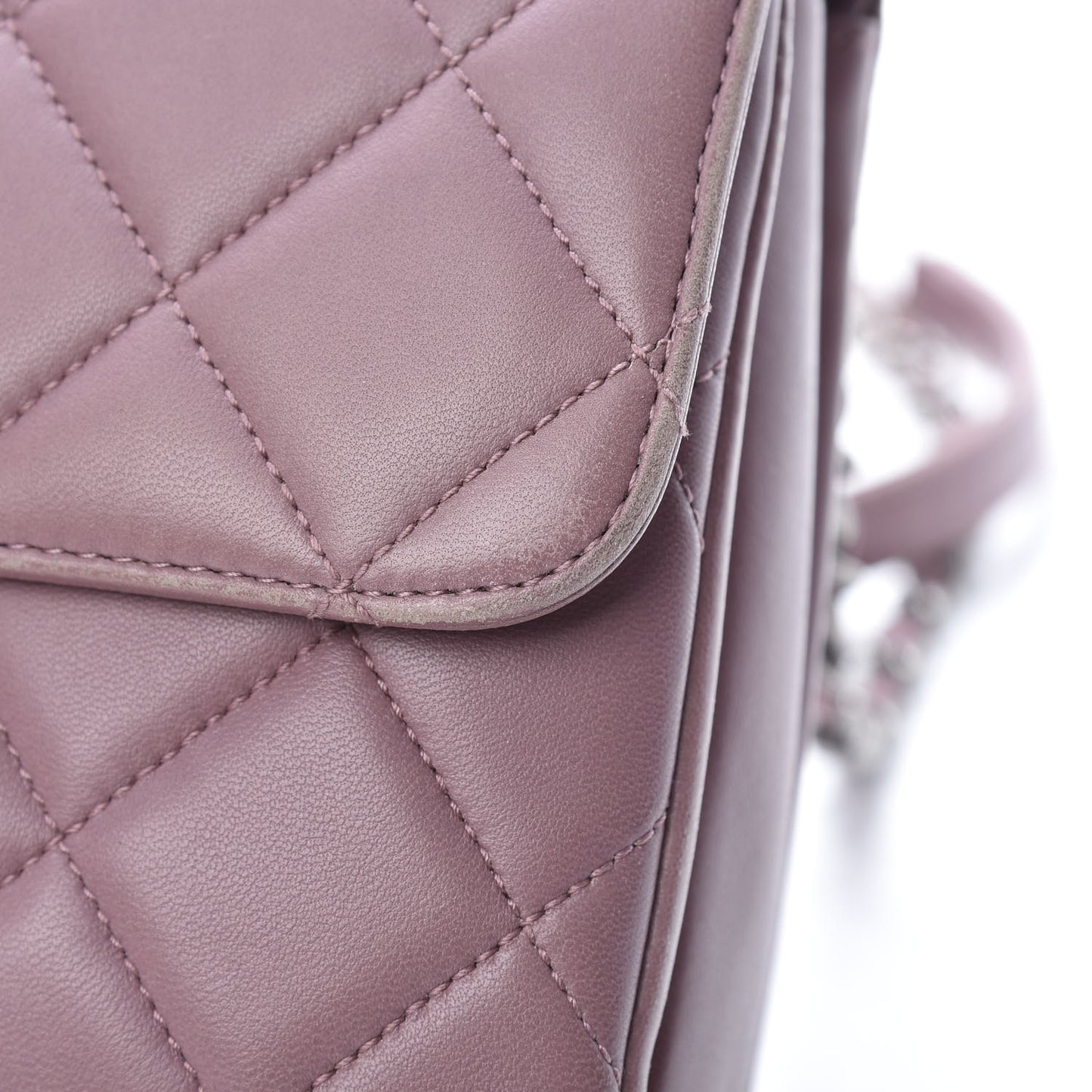 Lambskin Quilted Small Trendy CC Flap Dual Handle Bag Light Purple