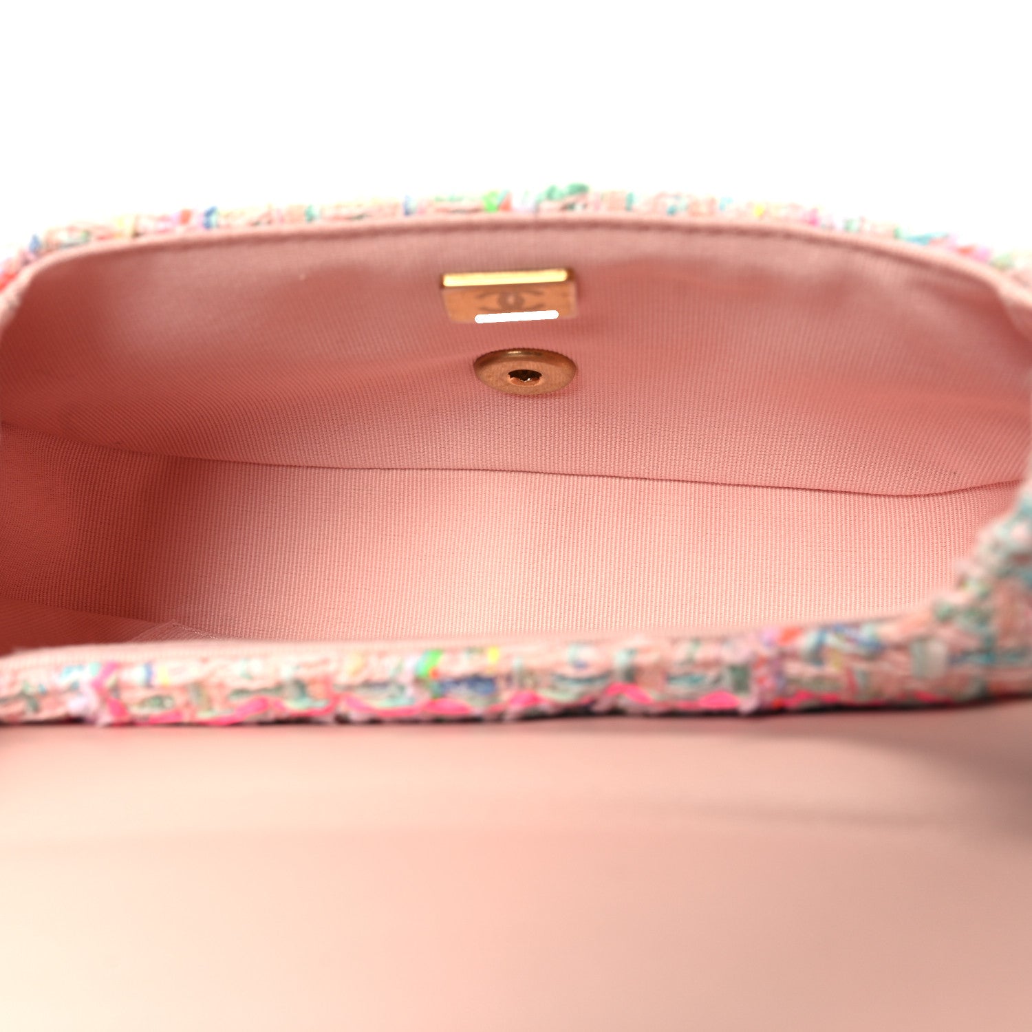Chanel Tweed Quilted Baywatch Top Handle Flap Light Pink Green Orange Purple 5 of 10