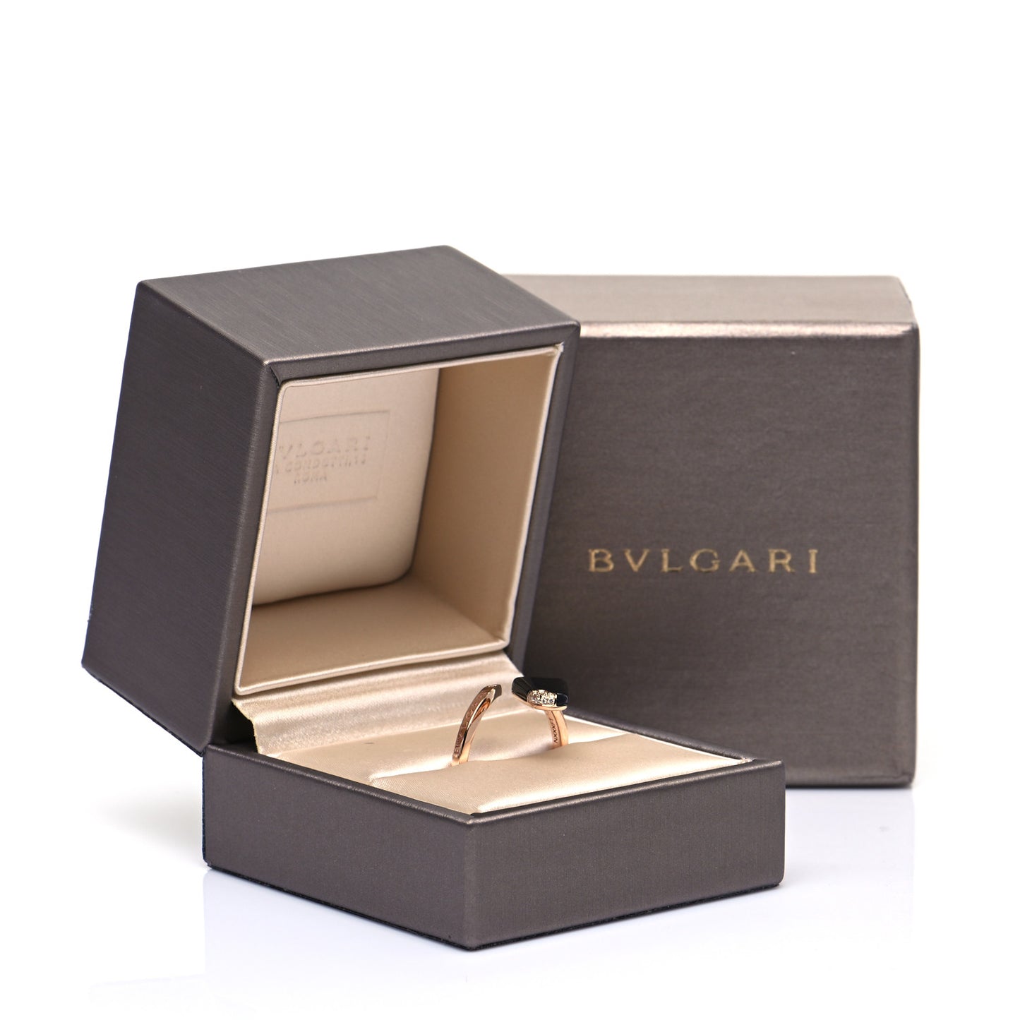 18K Rose Gold Black Onyx Diamond Gelati Ring 56 7
