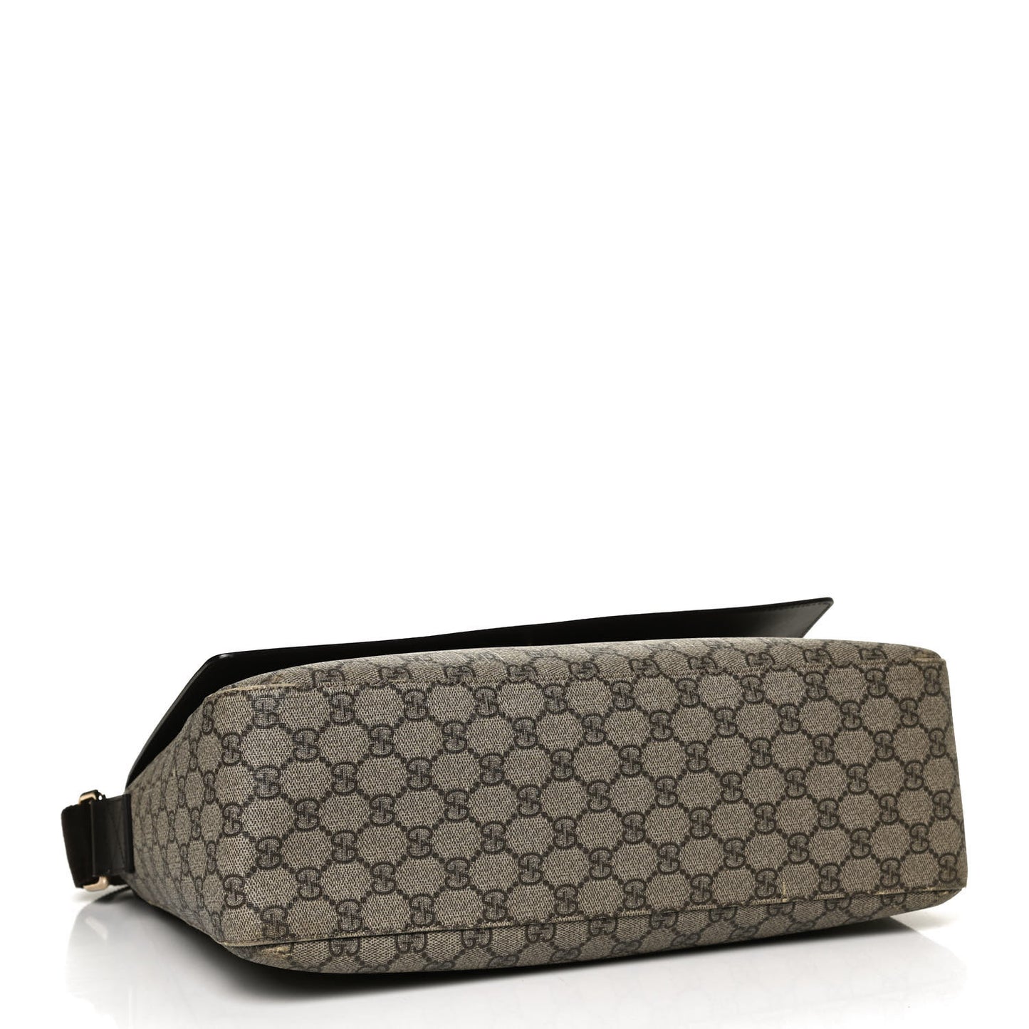 GG Supreme Monogram Selleria Calfskin Large Satchel Messenger Bag Beige Ebony Cocoa Dark Chocolate