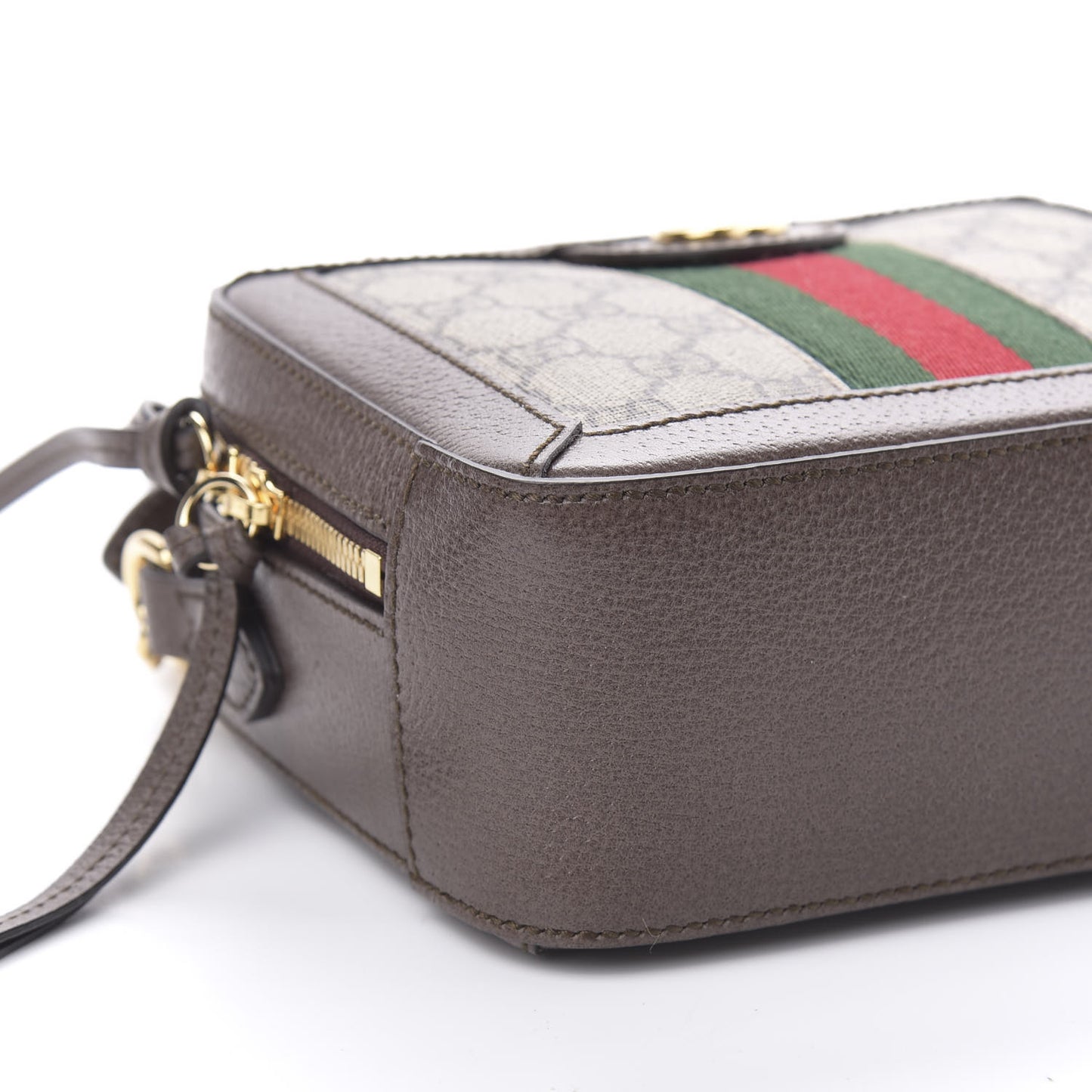 GG Supreme Monogram Mini Ophidia Top Handle Shoulder Bag Brown