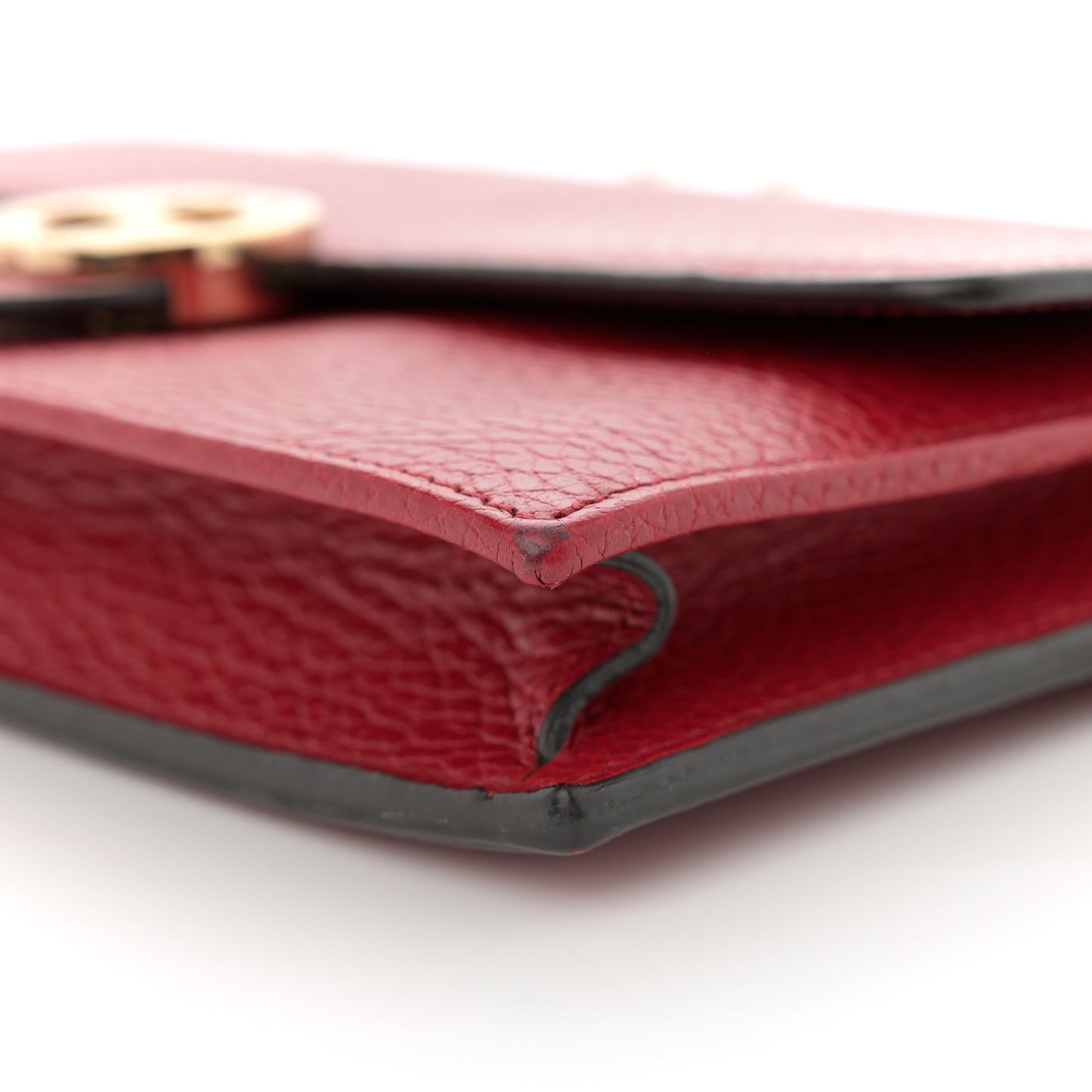 Dollar Calfskin Interlocking G Chain Wallet Red