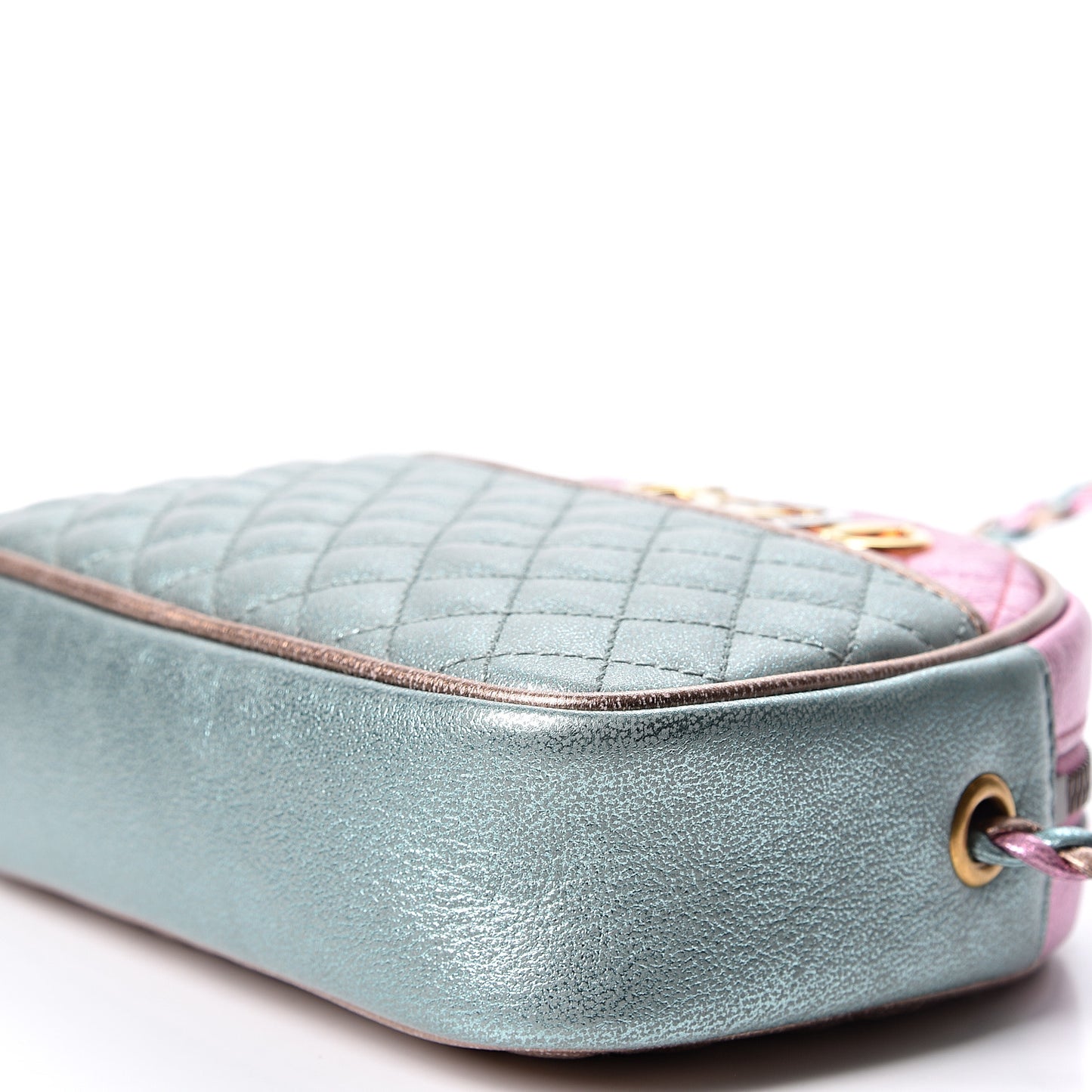 Laminated Nappa Trapuntata Mini Zumi Dome Shoulder Bag Rosa Lago Rame