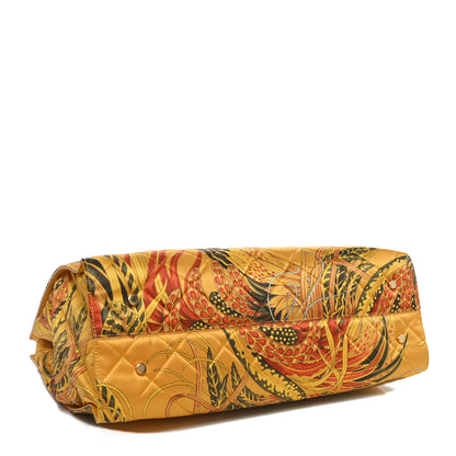 Salvatore Ferragamo Silk Quilted Printed Gancini Tote Gold Multicolor 4 of 10