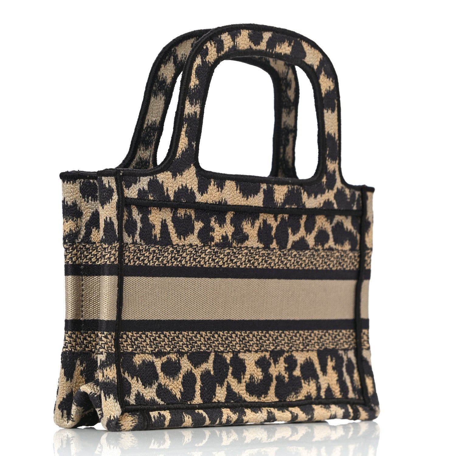 Christian Dior Canvas Mizza Embroidered Mini Leopard Book Tote Beige 3 of 9