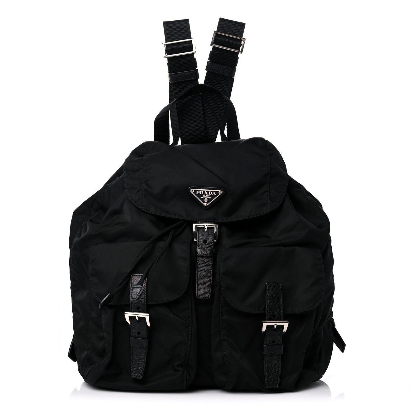 Tessuto Nylon Saffiano Medium Backpack Black
