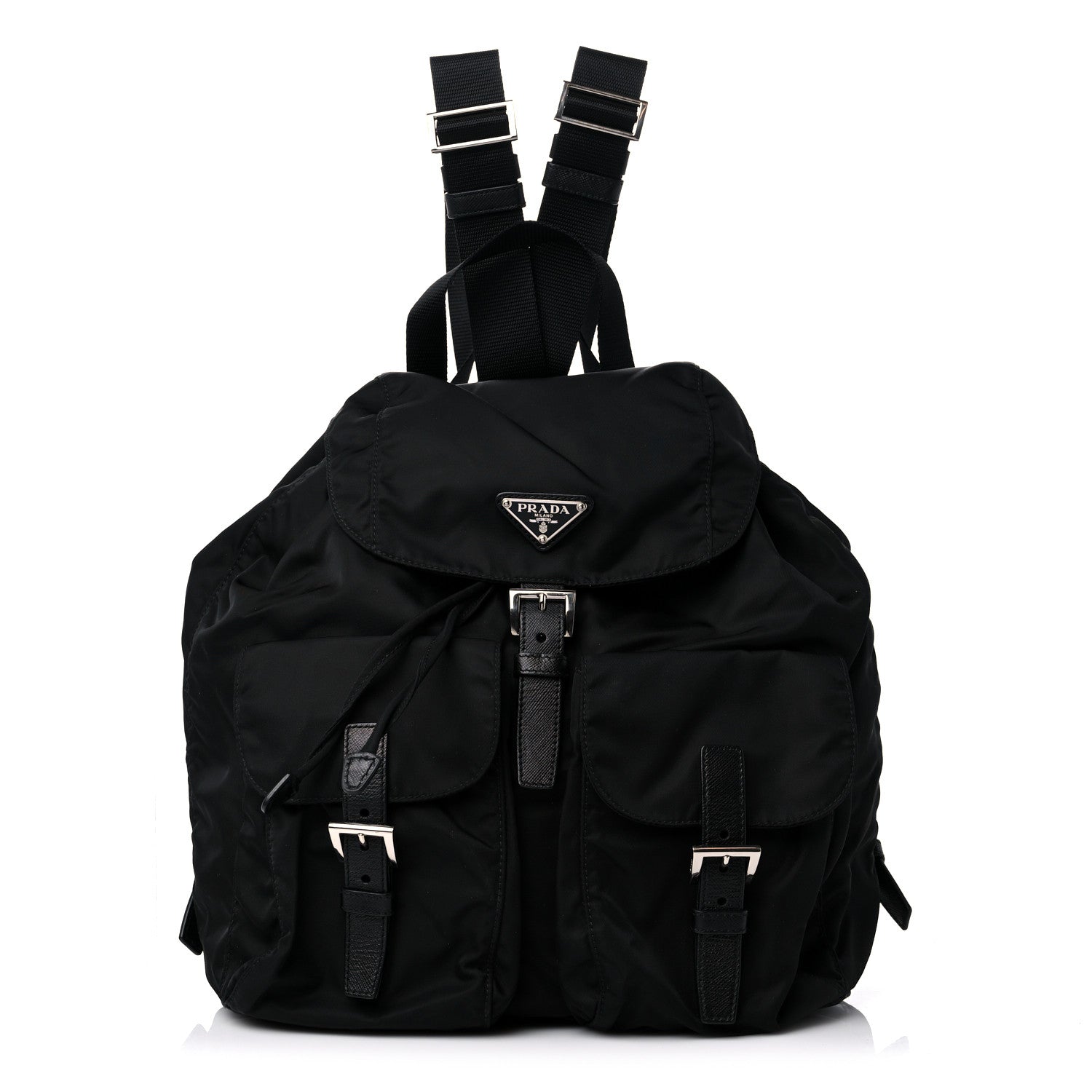 Prada Tessuto Nylon Saffiano Medium Backpack Black 1 of 11