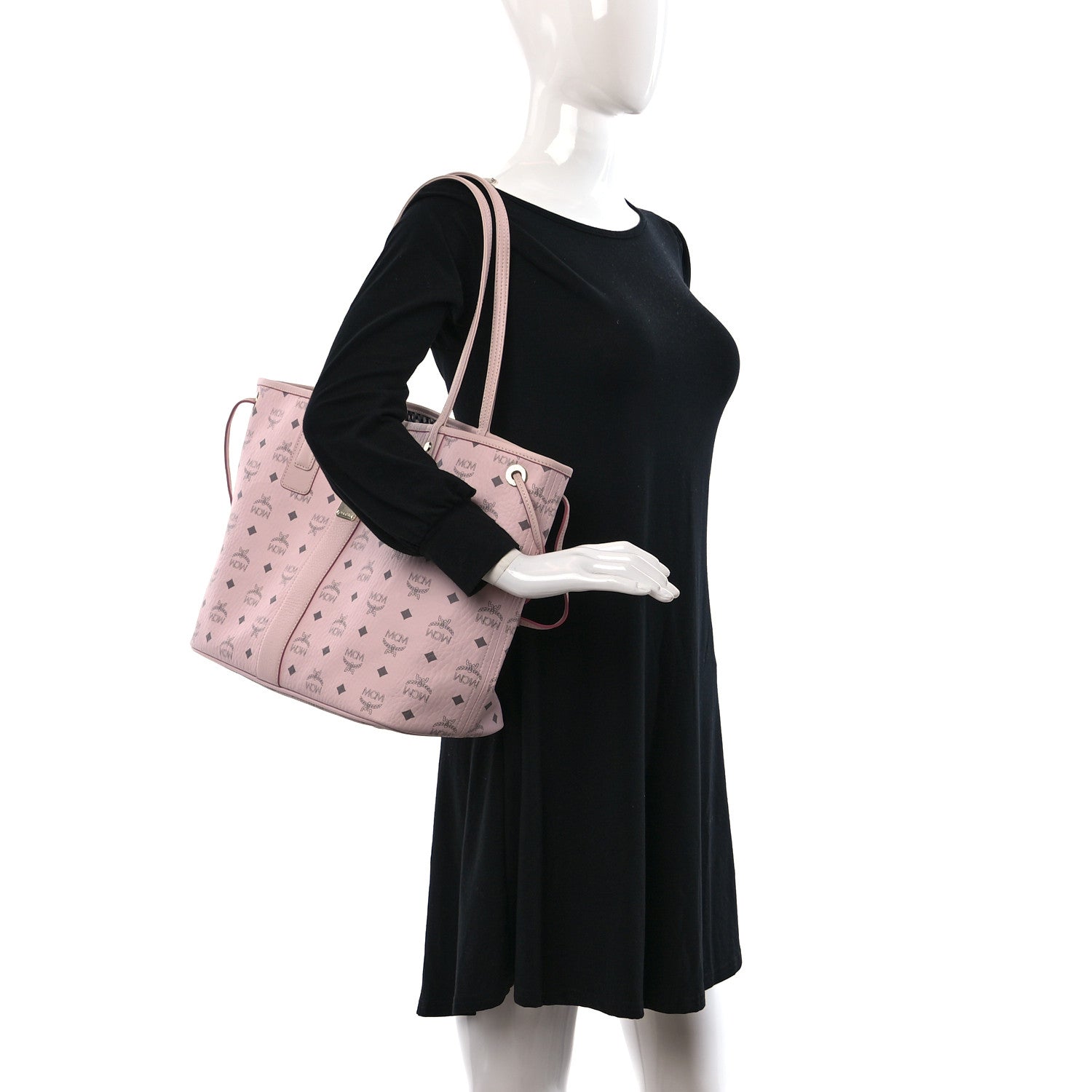 MCM Visetos Medium Liz Reversible Shopper Tote Powder Pink 2 of 16