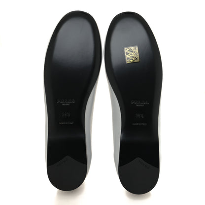 Prada Metallic Lambskin Bow Ballerina Flats 38.5 Fiordaliso 5 of 9